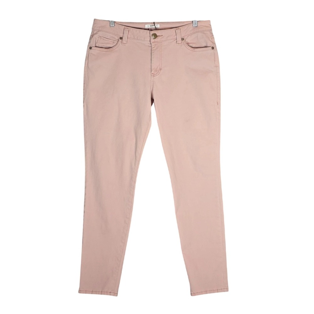 Cabi Curvy Skinny Salmon Pink Mid Rise Stretch Denim Jeans Womens 14